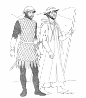 A coloring page of middle ages clothing